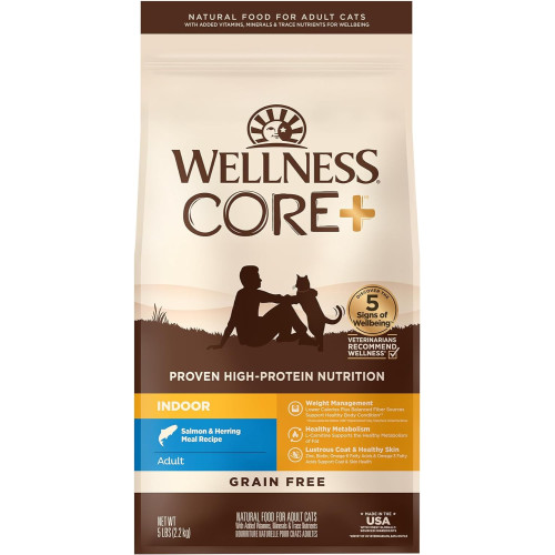 Wellness CORE Grain Free (8326) Indoor Adult : Salmon & Herring Meal Recipe 無穀物室內成貓 三文魚+鯡魚 5lb (新包裝 升級版) (EXP: 11月/2027)